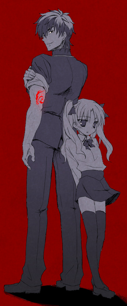 tohsaka rin and kotomine kirei (fate and 1 more) drawn by bankoku_ayuya