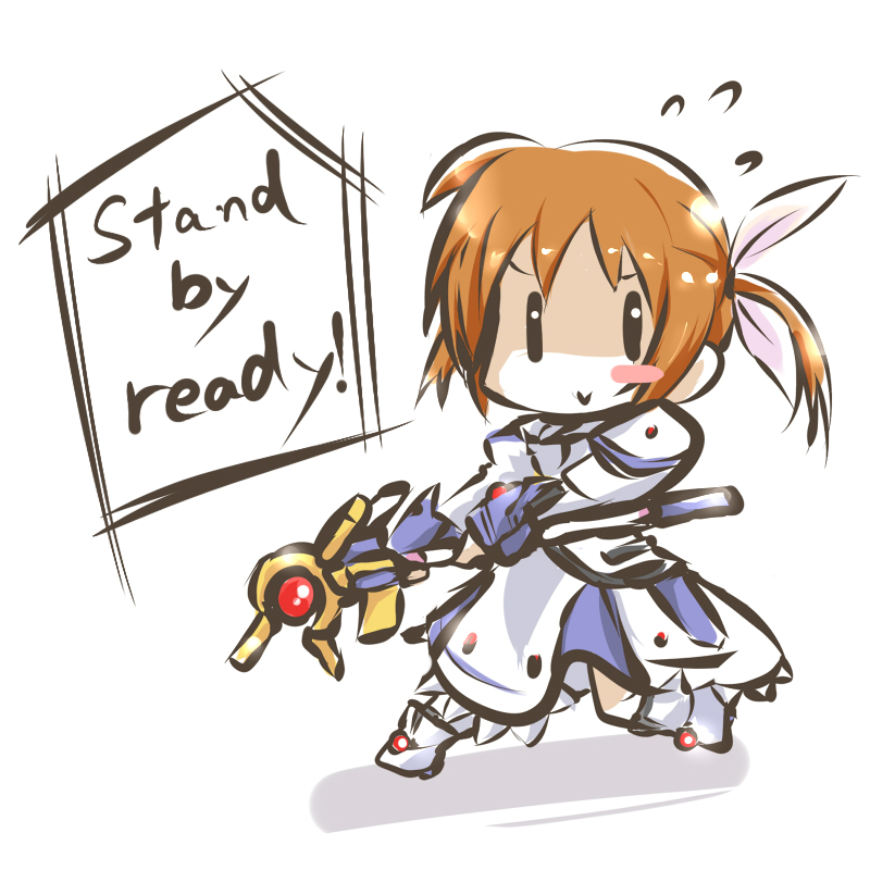 takamachi nanoha and raising heart (lyrical nanoha and 1 more) drawn by yagami_kamiya