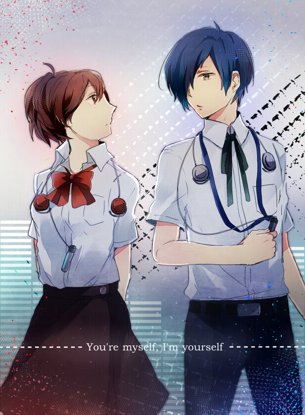 yuuki makoto and shiomi kotone (persona and 2 more) drawn by mentaishi