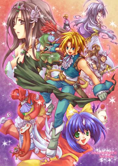 moogle, zidane tribal, garnet til alexandros xvii, vivi ornitier, eiko carol, and 7 more (final fantasy and 1 more) drawn by niwa_toriko