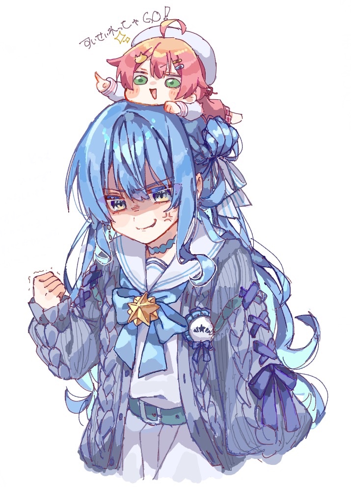 hoshimachi suisei and sakura miko (hololive) drawn by nori3535_wakam