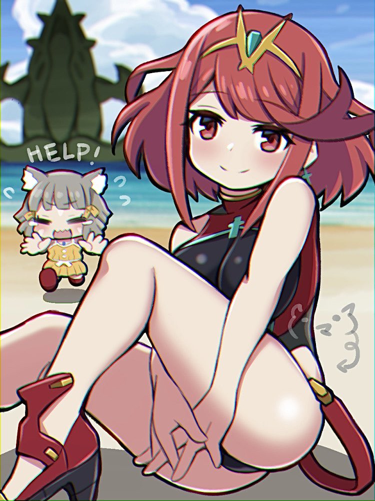 pyra and nia (xenoblade chronicles and 1 more) drawn by ma2acworks