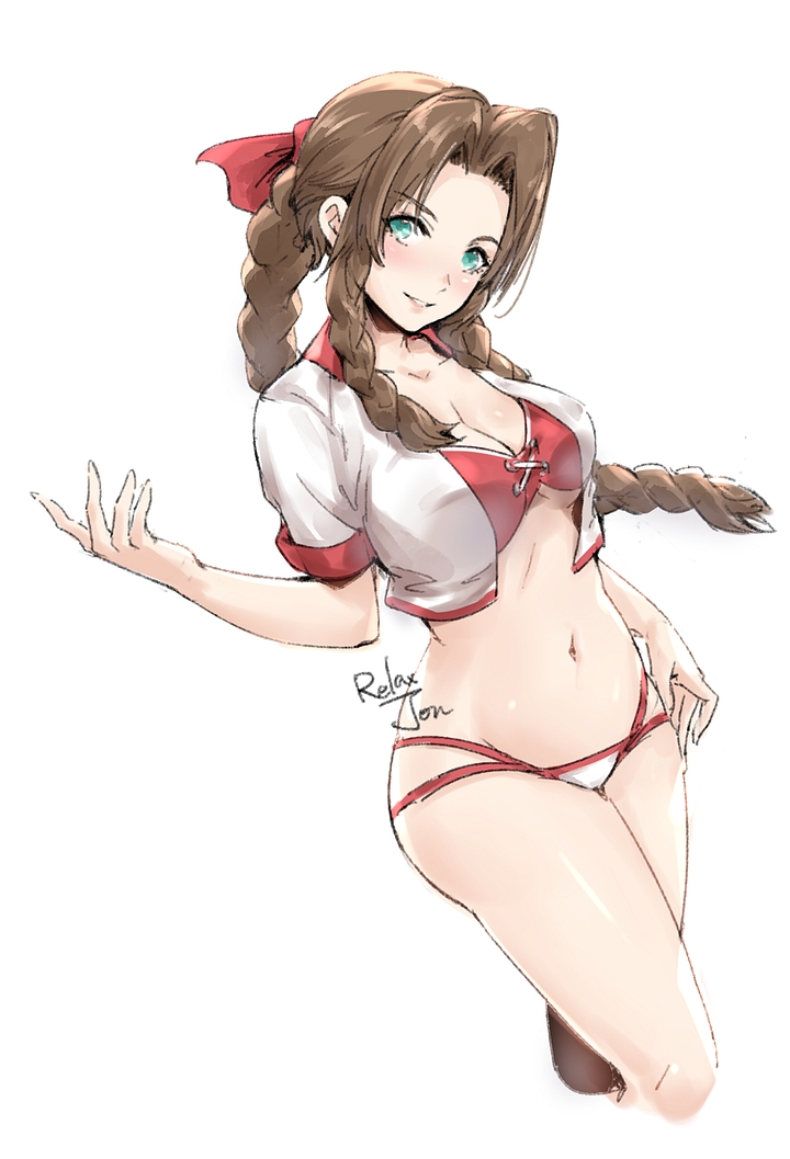 aerith gainsborough (final fantasy and 1 more) drawn by relaxjon