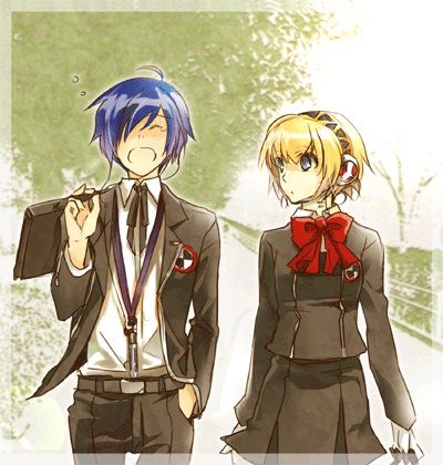 yuuki makoto and aigis (persona and 1 more) drawn by tsuji_yuzu