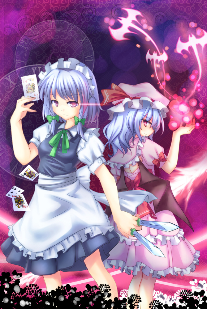 remilia scarlet and izayoi sakuya (touhou) drawn by vinashyra