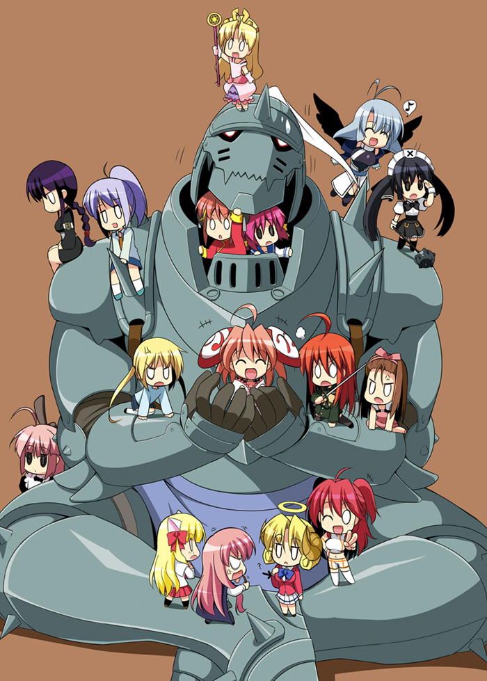 minase iori, shana, louise francoise le blanc de la valliere, kagura, alphonse elric, and 13 more (idolmaster and 17 more) drawn by hoppege