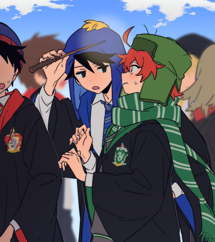 stan marsh, kyle broflovski, and craig tucker (wizarding world and 2 more) drawn by ten_(lu2948d)