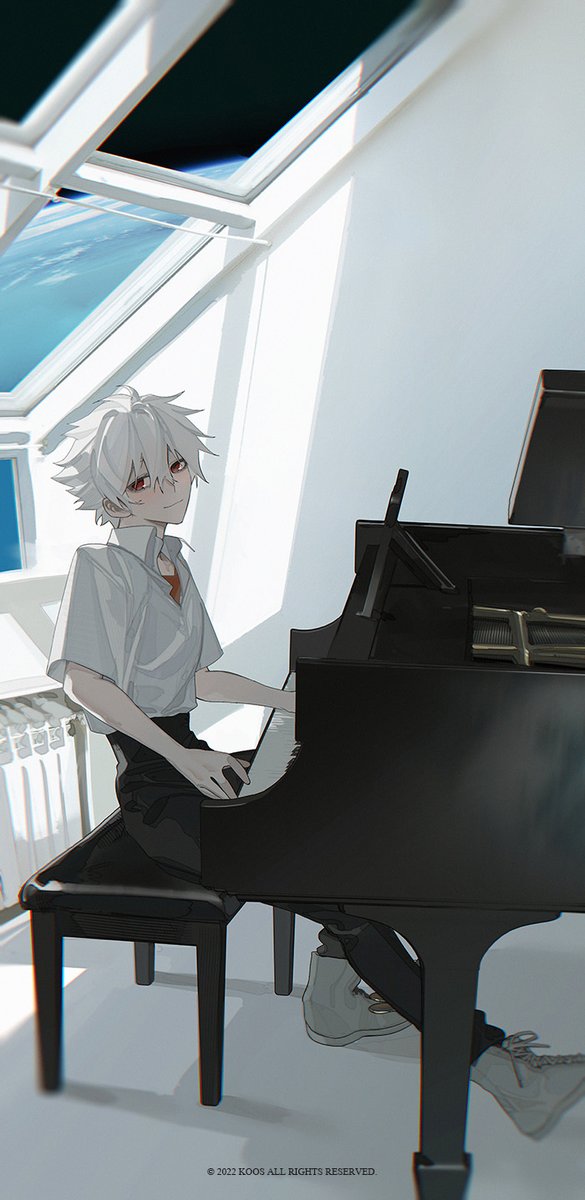 nagisa kaworu (neon genesis evangelion) drawn by k00s