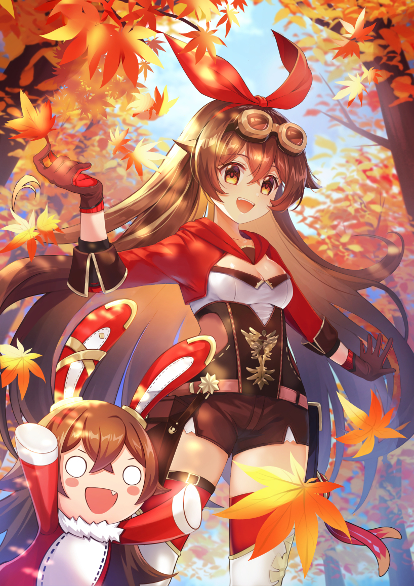 amber and baron bunny (genshin impact) drawn by mongble