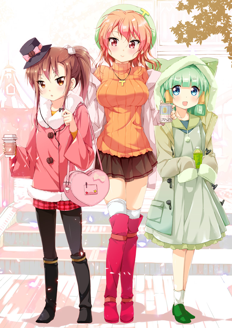 cafe, tea, and midori (cafe-chan to break time) drawn by porurin