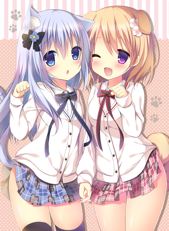 kafuu chino and hoto cocoa (gochuumon wa usagi desu ka?) drawn by shibainu_niki
