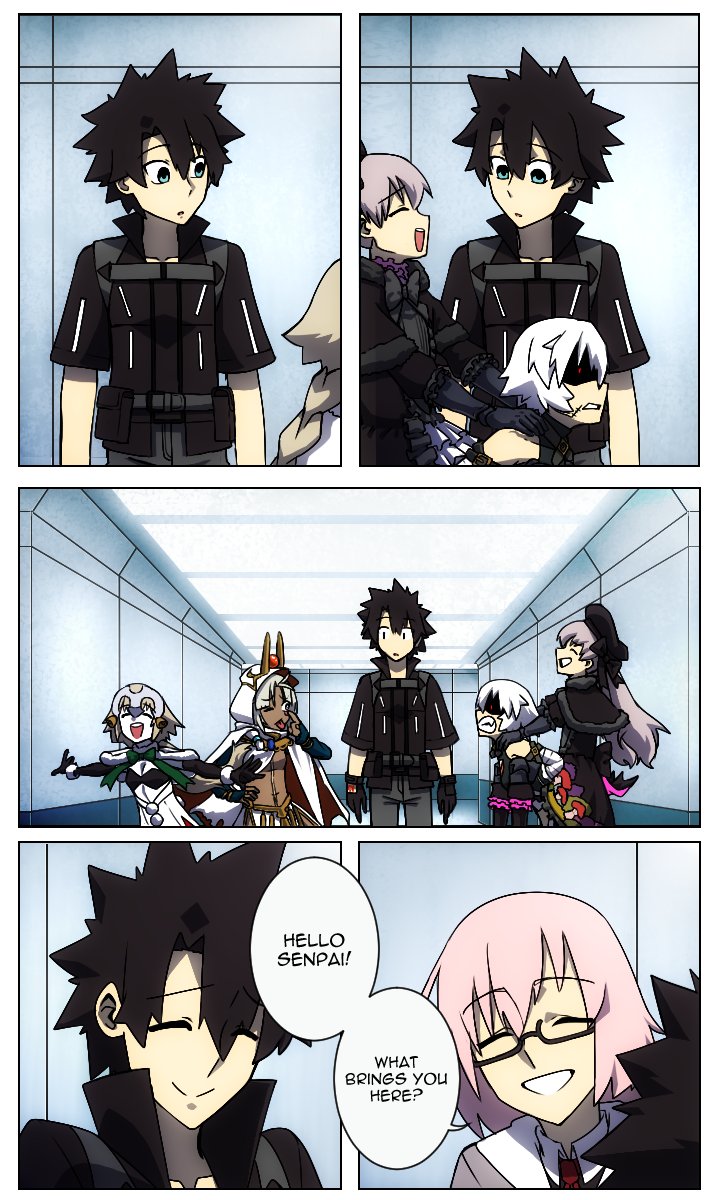 mash kyrielight, fujimaru ritsuka, jack the ripper, jeanne d'arc alter santa lily, nursery rhyme, and 1 more (fate and 1 more) drawn by lazyartlazy12