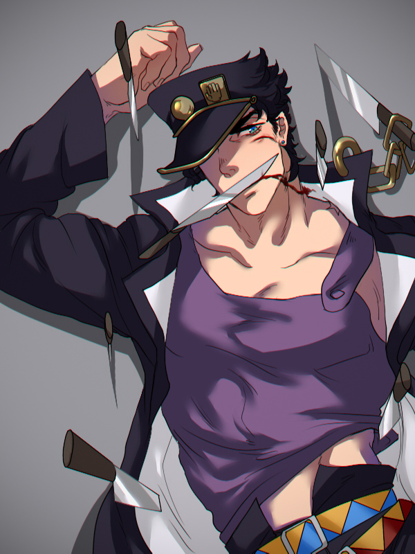 kujo jotaro (jojo no kimyou na bouken and 1 more) drawn by less_end