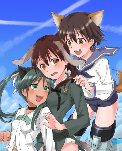 miyafuji yoshika, gertrud barkhorn, and francesca lucchini (world witches series and 1 more) drawn by ryoujirou_(ryojiron)