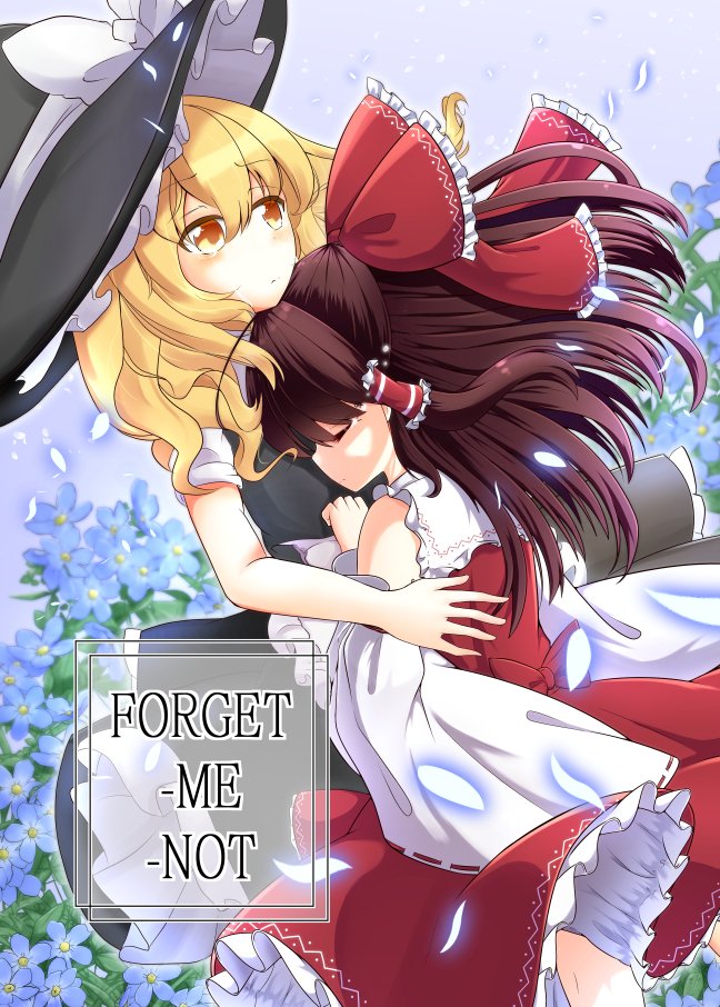 hakurei reimu and kirisame marisa (touhou) drawn by rankasei
