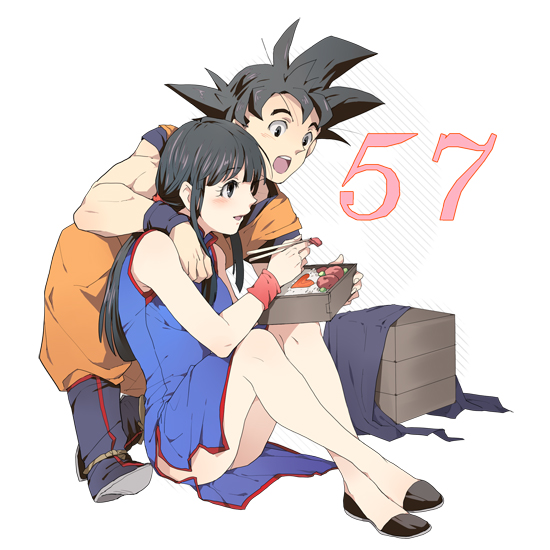 son goku and chi-chi (dragon ball and 1 more) drawn by pinki_(shounenkakuseiya)