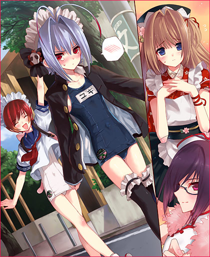 yuki, nao, tomo, and rio (otoko no ko wa meido fuku ga osuki!?) drawn by kasukabe_akira