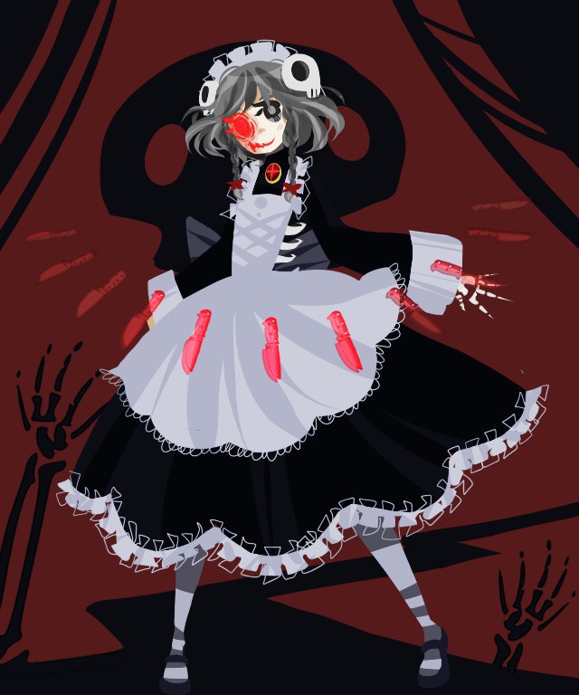 izayoi sakuya and bloody marie (touhou and 1 more) drawn by cammie_greene