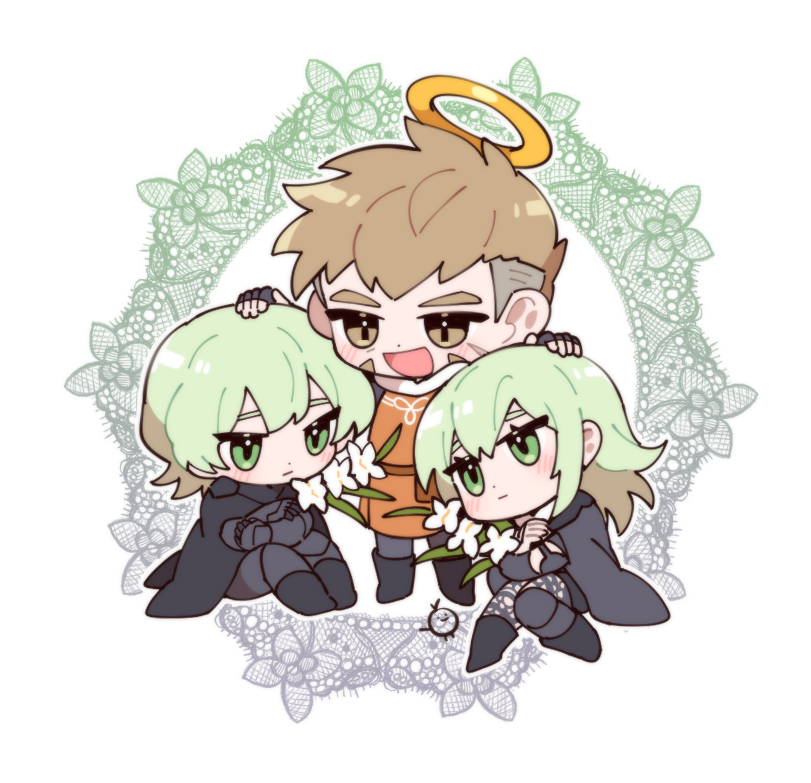 female byleth, male byleth, and jeralt reus eisner (fire emblem and 1 more) drawn by friedbirdchips
