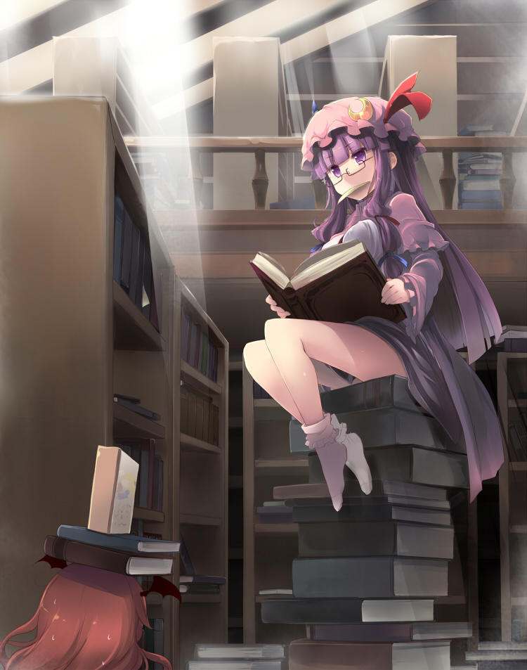 patchouli knowledge and koakuma (touhou) drawn by shin_(new)
