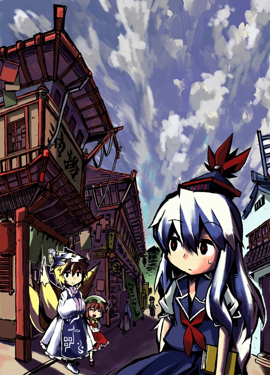 yakumo ran, chen, and kamishirasawa keine (touhou) drawn by jiageya_(atojian_keikaku)