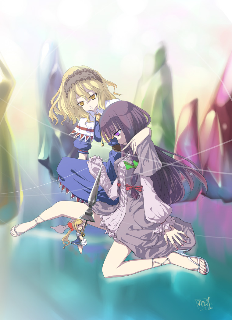 alice margatroid, patchouli knowledge, and shanghai doll (touhou) drawn by nichimatsu_seri
