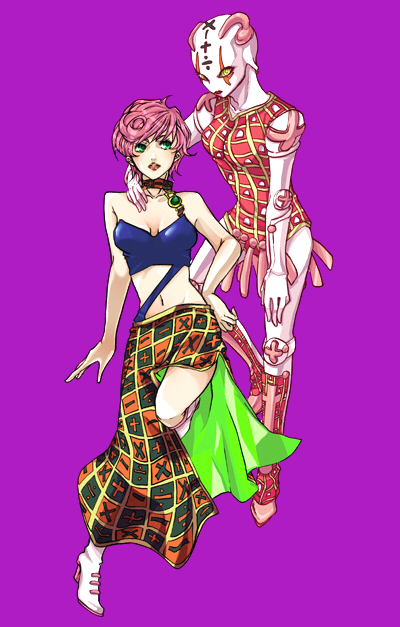 trish una and spice girl (jojo no kimyou na bouken and 1 more) drawn by almdudler