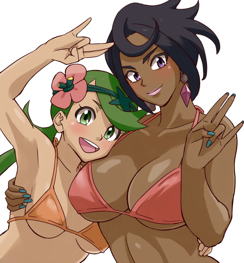 mallow and olivia (pokemon and 1 more) drawn by nakaba