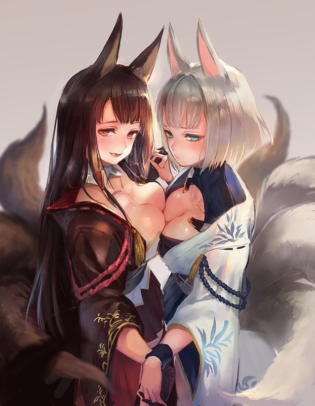 kaga and akagi (azur lane) drawn by ponzu_(catponz)
