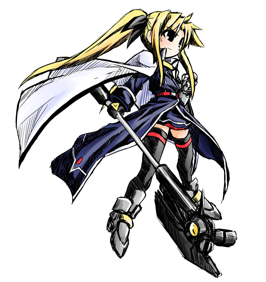 fate testarossa and bardiche (lyrical nanoha and 1 more) drawn by yuuka_(o.t.kingdom)