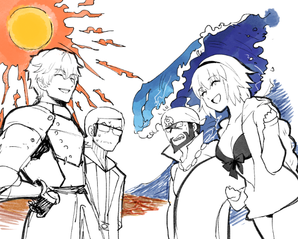 jeanne d'arc, gawain, and archie (fate and 4 more) drawn by fuyumizaka