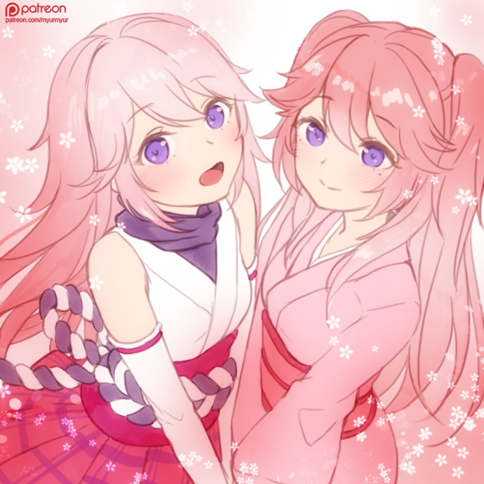 yae sakura and yae rin (honkai and 1 more) drawn by myurumyuru