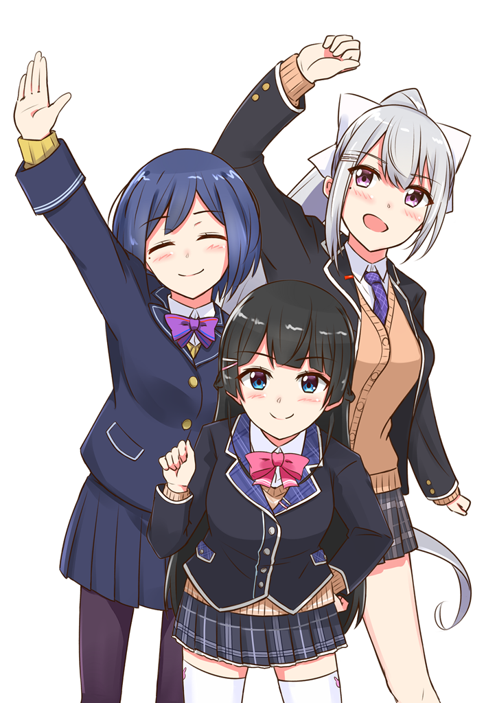 tsukino mito, higuchi kaede, and shizuka rin (nijisanji) drawn by yagara_(kishimen_f)