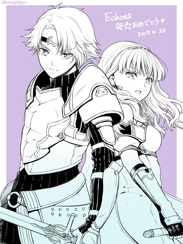 celica and alm (fire emblem and 2 more) drawn by hanasaki_komugi