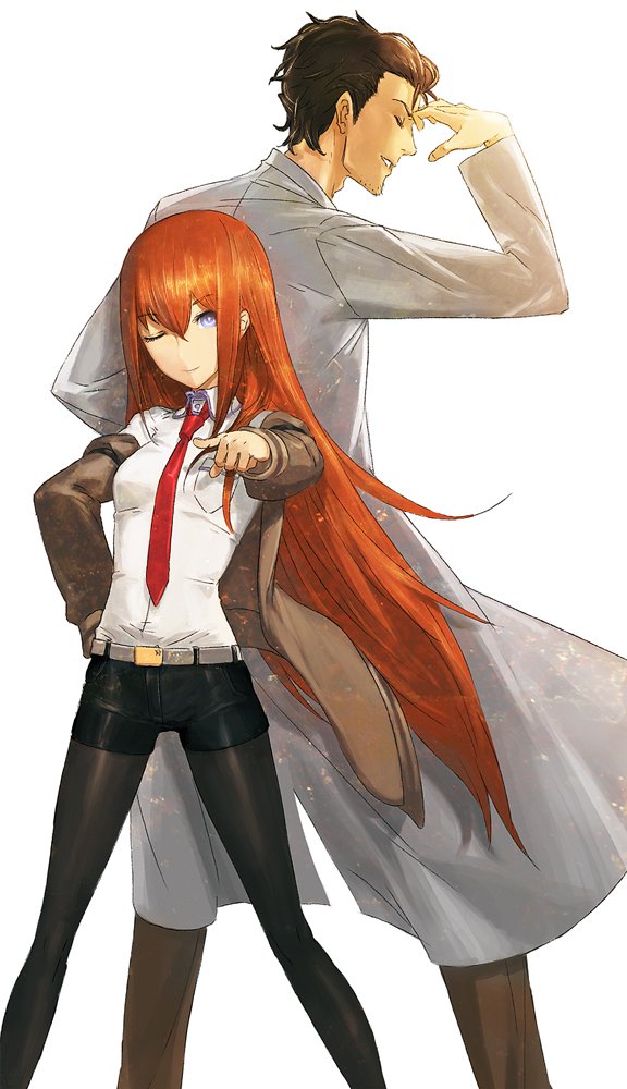 Makise Kurisu And Okabe Rintarou Steins Gate Drawn By Huke Danbooru