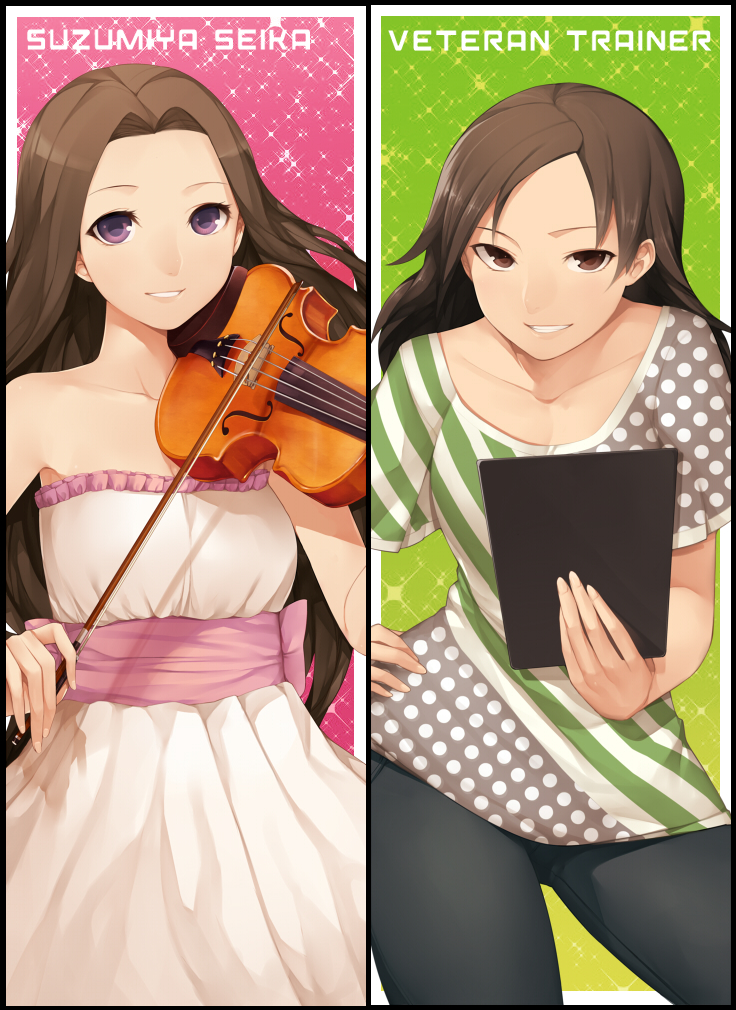 trainer, suzumiya seika, and aoki sei (idolmaster and 1 more) drawn by hitoto