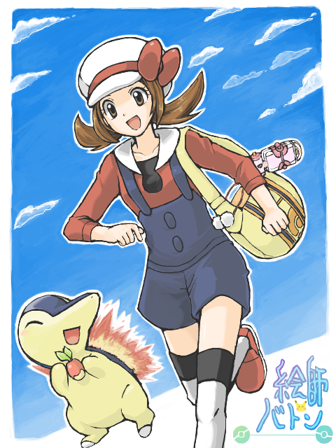 lyra and cyndaquil (pokemon and 1 more) drawn by harecaba