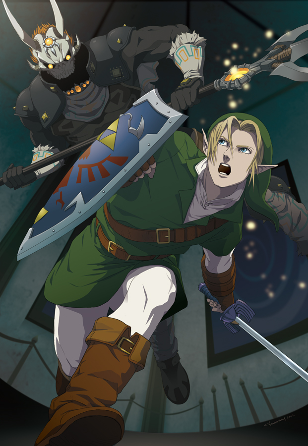 link and phantom ganon (the legend of zelda and 1 more) drawn by gb_(doubleleaf)
