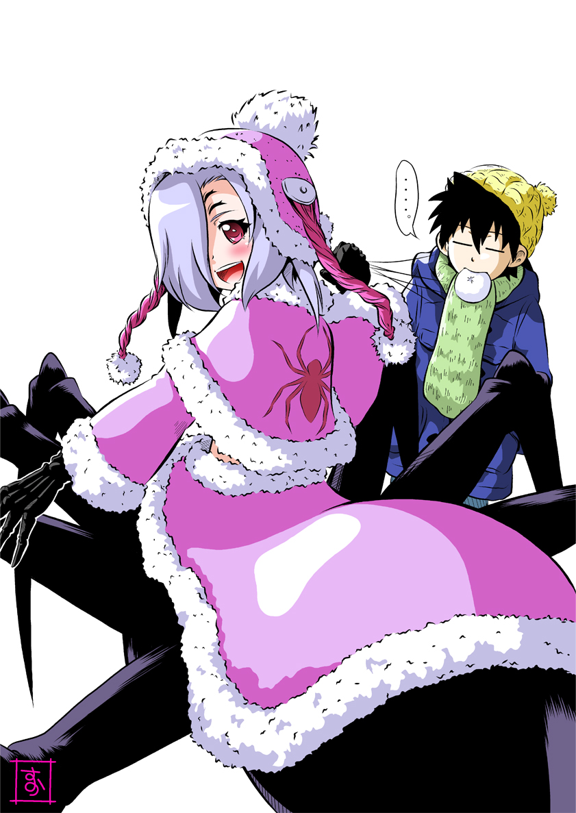 rachnera arachnera and kurusu kimihito (monster musume no iru nichijou) drawn by s-now