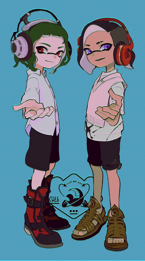 inkling player character and inkling boy (splatoon) drawn by imaikuy0