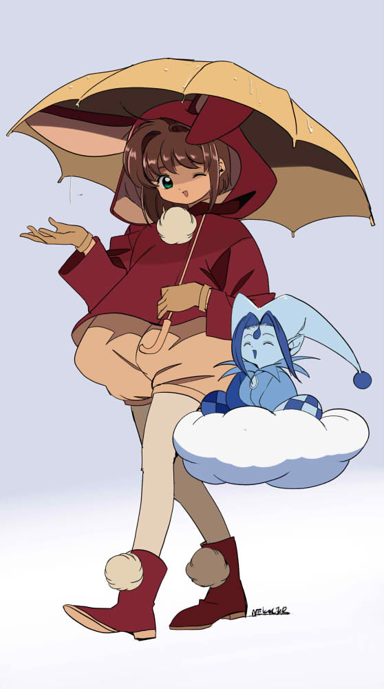 kinomoto sakura and cloud (cardcaptor sakura) drawn by edoya_inuhachi