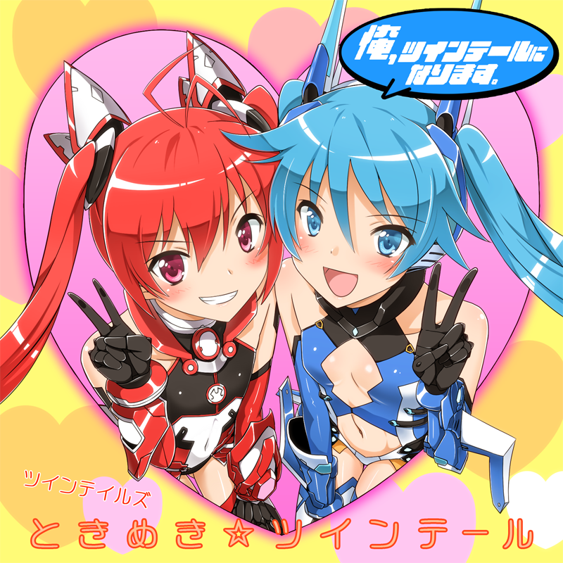 tailred and tailblue (ore twintail ni narimasu) drawn by yuto_(dialique)