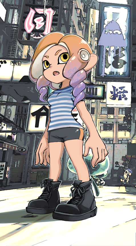 octoling player character, octoling girl, and jellyfish (splatoon) drawn by muramasa_mikado