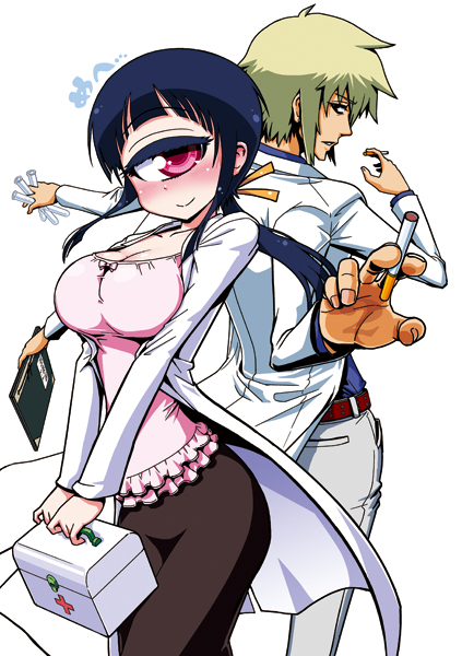 manaka hitomi and tatara kenshiro (hitomi sensei no hokenshitsu) drawn by shake-o