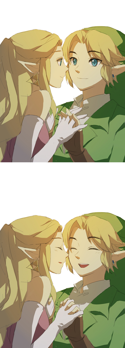 link and princess zelda (the legend of zelda and 1 more) drawn by muse_(rainforest)