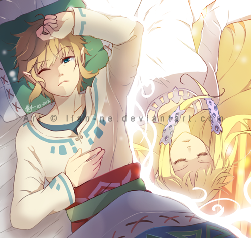 link and princess zelda (the legend of zelda and 1 more) drawn by lian-ne