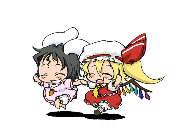 flandre scarlet and inaba tewi (touhou) drawn by baku_taso