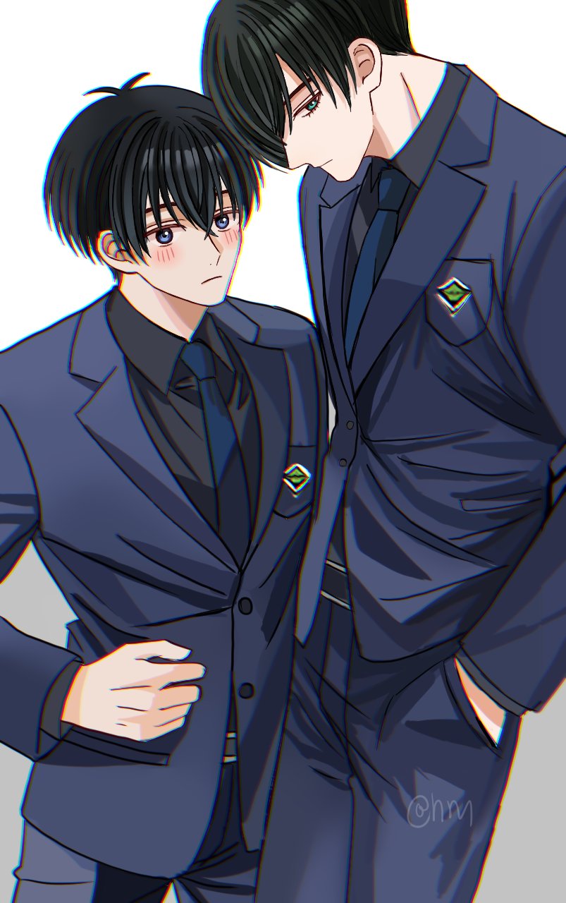 isagi yoichi and itoshi rin (blue lock) drawn by hyohls2_(hamao3o)