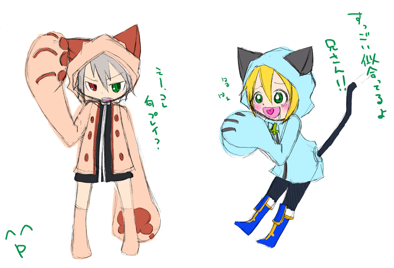 ragna the bloodedge, taokaka, and jin kisaragi (blazblue) drawn by kimidori_(gycw)