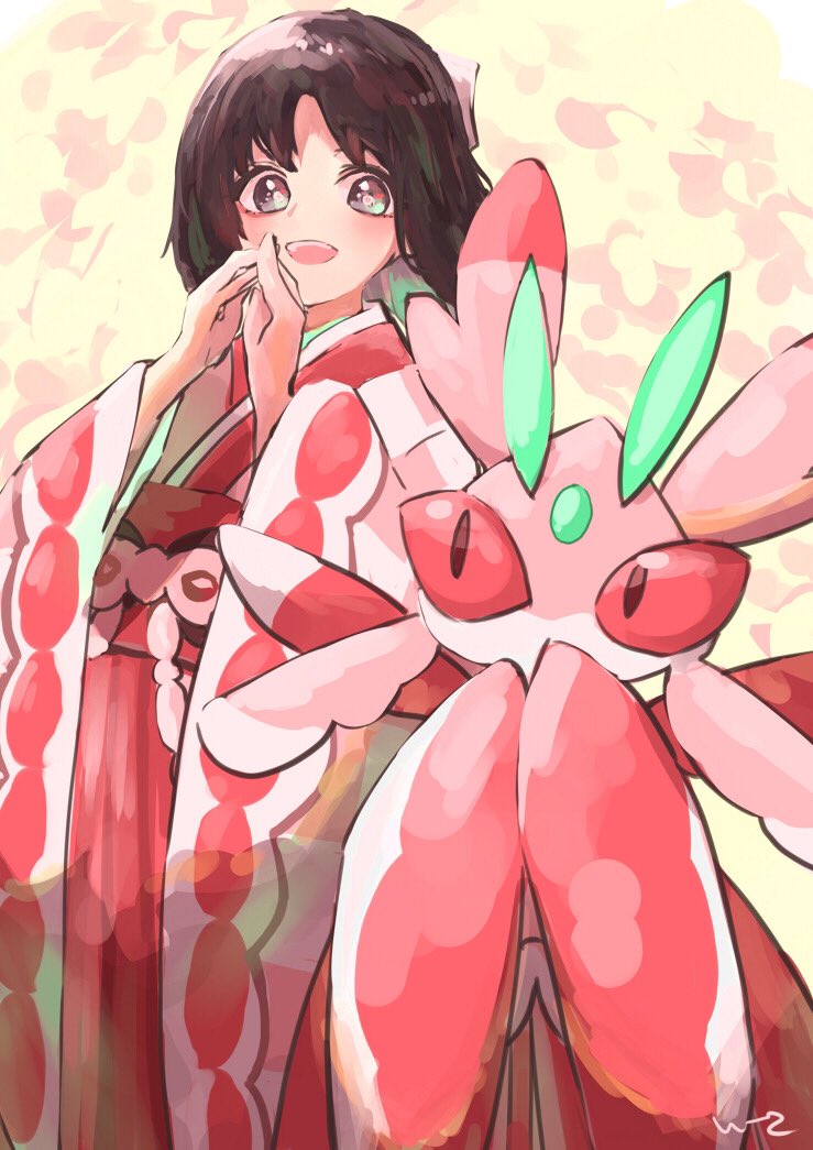 lurantis and erika (pokemon and 1 more) drawn by e-co